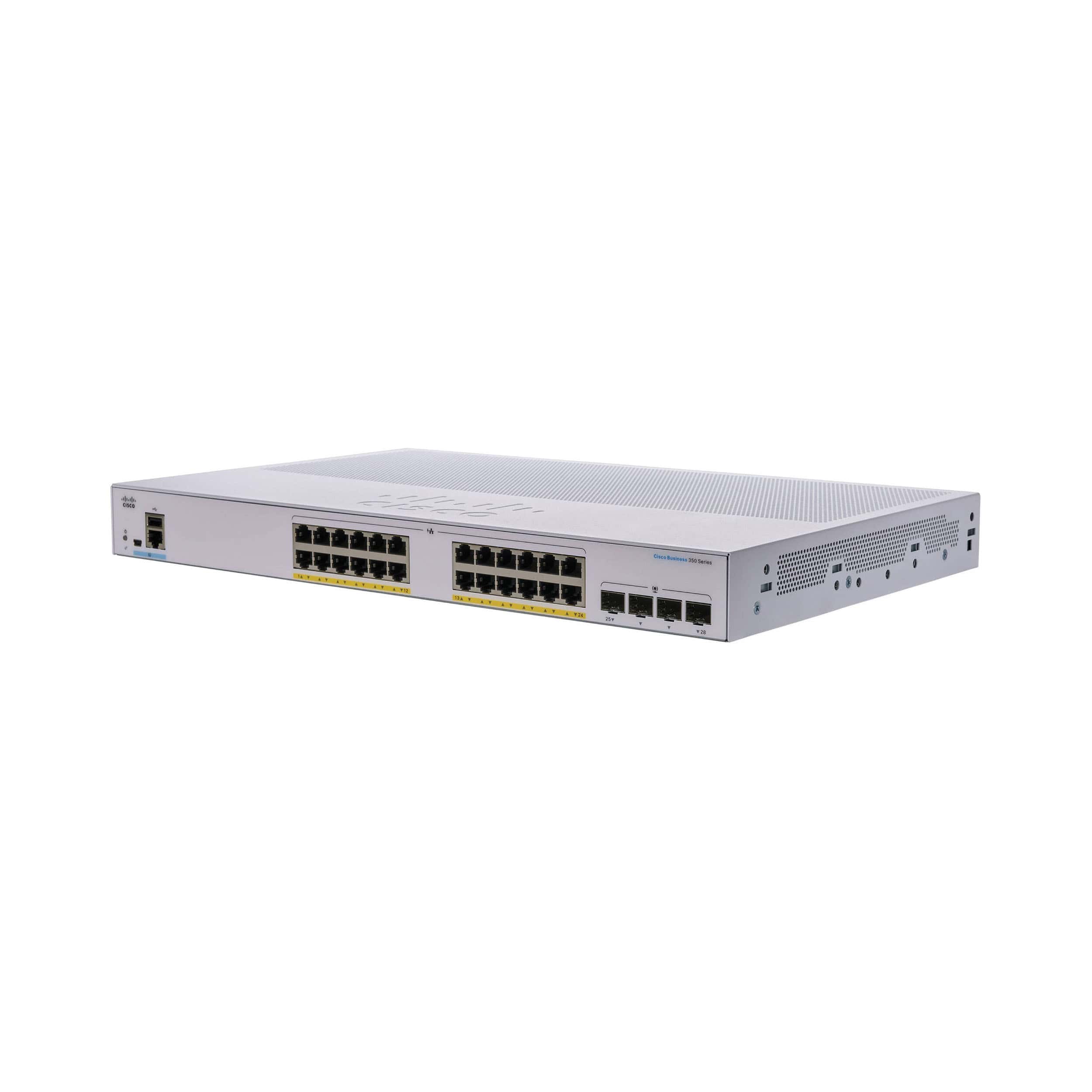 Cisco Switch 24 Port GigaBit Managed PoE (192 W) , 4 x SFP \ CBS350-24P-4G-EU