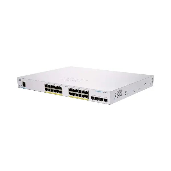 Cisco Switch 24 Port GigaBit Manage PoE (370 W), 4 x SFP \ CBS350-24FP-4G-EU