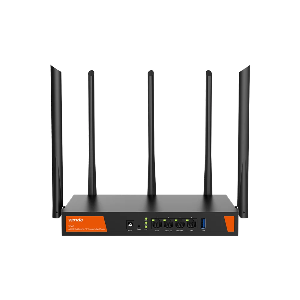 Tenda Router Wifi AX300, WIFI6 , 4 Port Gigabit , 5 Anntena \ W30E