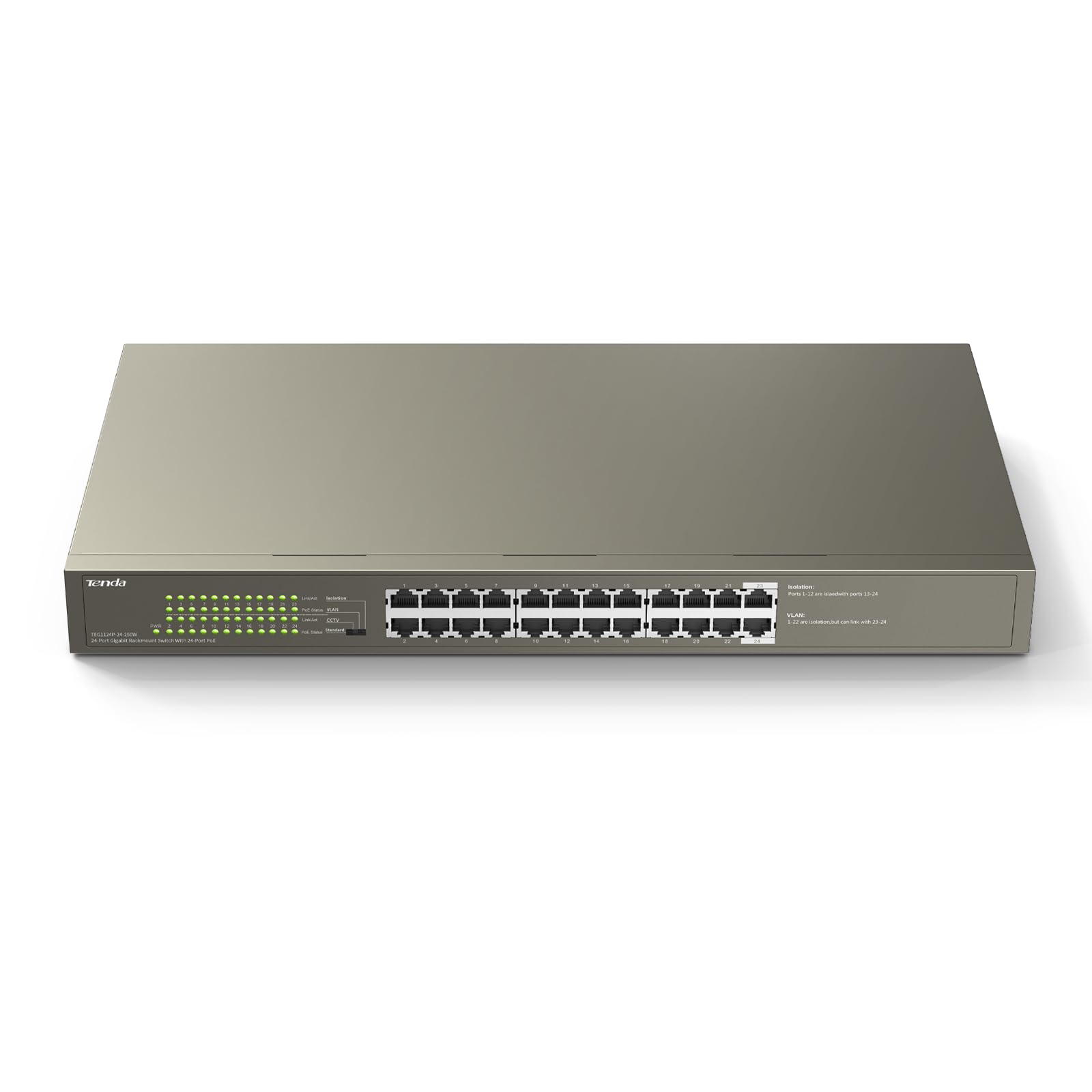 Tenda Switch, 24-Port Gigabit, PoE 250W  \ TEF1126P-24-250W